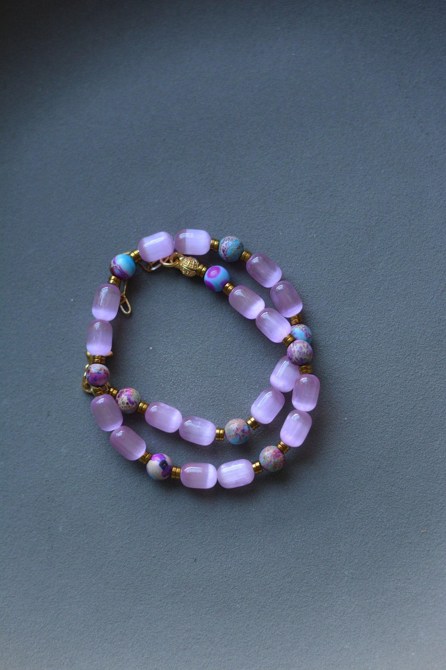 Selenit, jasper doğaltaş kolye